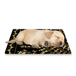 Black And Gold Warli Tribal Print Pet Cooling Mat Cover