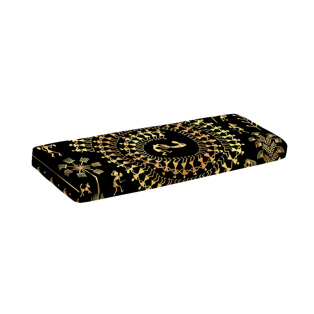 Black And Gold Warli Tribal Print Piano Keyboard Cover