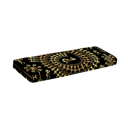 Black And Gold Warli Tribal Print Piano Keyboard Cover