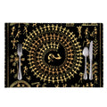 Black And Gold Warli Tribal Print Placemat