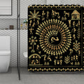 Black And Gold Warli Tribal Print Polyester Shower Curtain