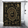 Black And Gold Warli Tribal Print Premium Shower Curtain
