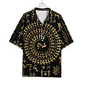 Black And Gold Warli Tribal Print Rayon Hawaiian Shirt