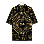 Black And Gold Warli Tribal Print Rayon Hawaiian Shirt