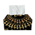 Black And Gold Warli Tribal Print Rectangle Tissue Box Cover