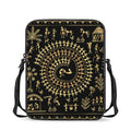 Black And Gold Warli Tribal Print Rectangular Crossbody Bag
