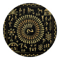 Black And Gold Warli Tribal Print Round Blanket