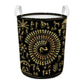Black And Gold Warli Tribal Print Round Laundry Basket