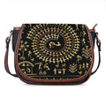 Black And Gold Warli Tribal Print Saddle Bag
