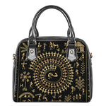 Black And Gold Warli Tribal Print Shoulder Handbag