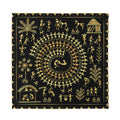Black And Gold Warli Tribal Print Silk Bandana