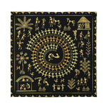 Black And Gold Warli Tribal Print Silk Bandana
