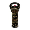 Black And Gold Warli Tribal Print Single Neoprene Wine Tote