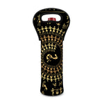 Black And Gold Warli Tribal Print Single Neoprene Wine Tote