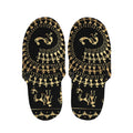 Black And Gold Warli Tribal Print Slippers