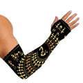 Black And Gold Warli Tribal Print Sun Protection Arm Sleeves