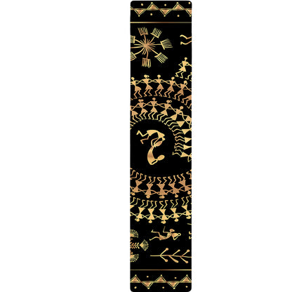 Black And Gold Warli Tribal Print Table Runner