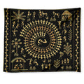 Black And Gold Warli Tribal Print Tapestry