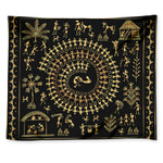 Black And Gold Warli Tribal Print Tapestry
