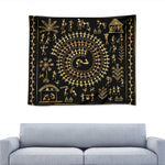 Black And Gold Warli Tribal Print Tapestry