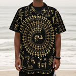 Black And Gold Warli Tribal Print Textured Short Sleeve Shirt