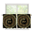 Black And Gold Warli Tribal Print Tier Curtains