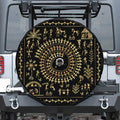 Black And Gold Warli Tribal Print Tire Cover With Camera Hole