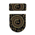 Black And Gold Warli Tribal Print Toilet Lid And Tank Cover Set