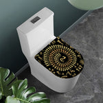 Black And Gold Warli Tribal Print Toilet Lid Cover