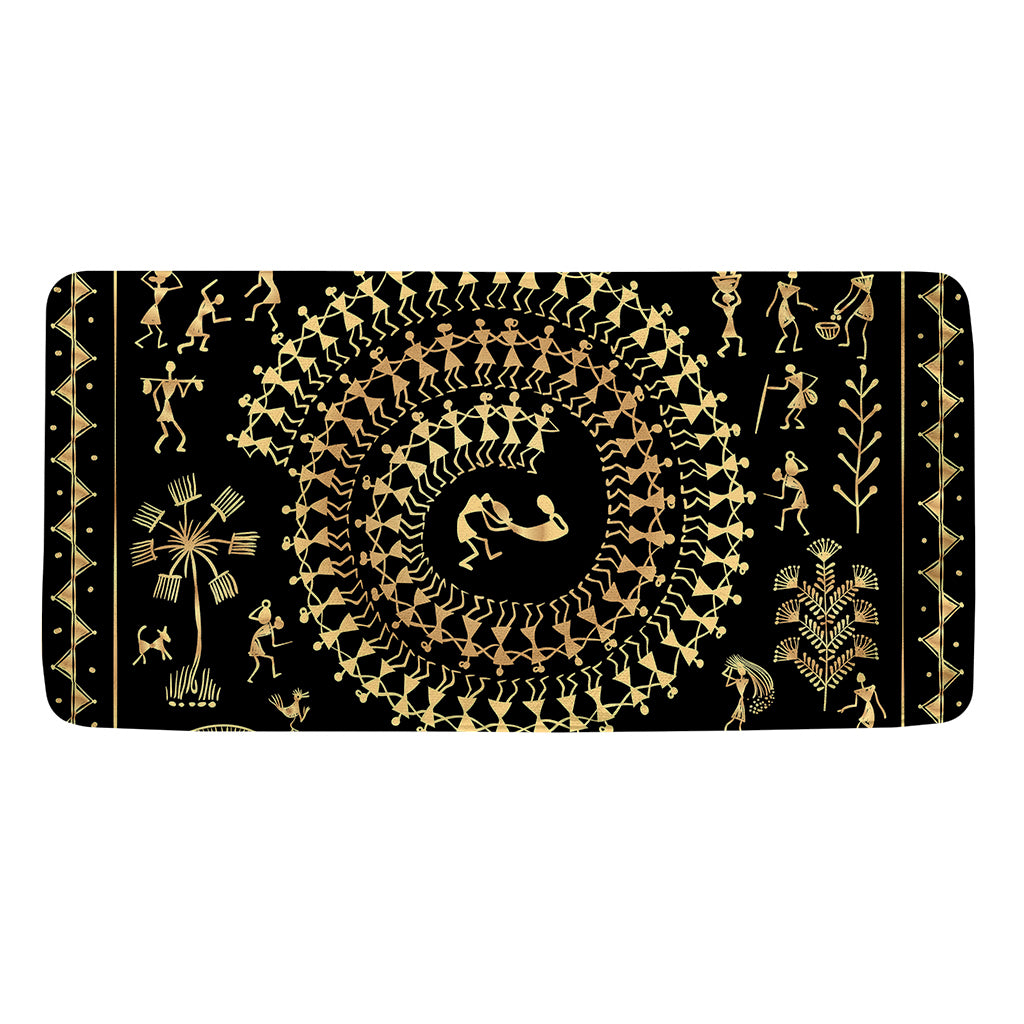Black And Gold Warli Tribal Print Towel