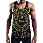 Black And Gold Warli Tribal Print Training Tank Top