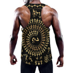 Black And Gold Warli Tribal Print Training Tank Top