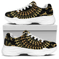 Black And Gold Warli Tribal Print White Chunky Shoes