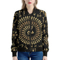 Black And Gold Warli Tribal Print Women's Bomber Jacket