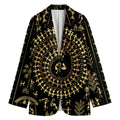 Black And Gold Warli Tribal Print Women's Cotton Blazer