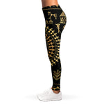 Black And Gold Warli Tribal Print Women's Leggings