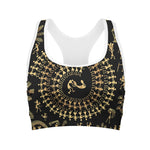 Black And Gold Warli Tribal Print Women's Sports Bra
