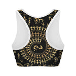 Black And Gold Warli Tribal Print Women's Sports Bra