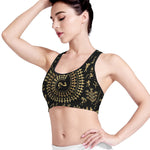 Black And Gold Warli Tribal Print Women's Sports Bra