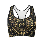 Black And Gold Warli Tribal Print Women's Sports Bra