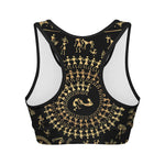 Black And Gold Warli Tribal Print Women's Sports Bra