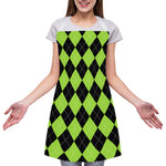 Black And Green Argyle Pattern Print Adjustable Apron