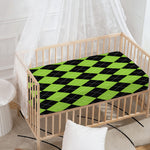 Black And Green Argyle Pattern Print Baby Crib Sheet