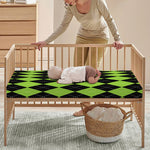 Black And Green Argyle Pattern Print Baby Crib Sheet