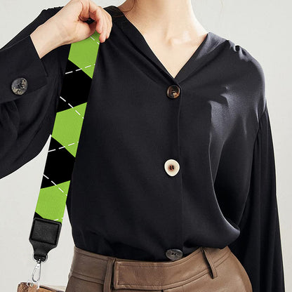 Black And Green Argyle Pattern Print Bag Strap