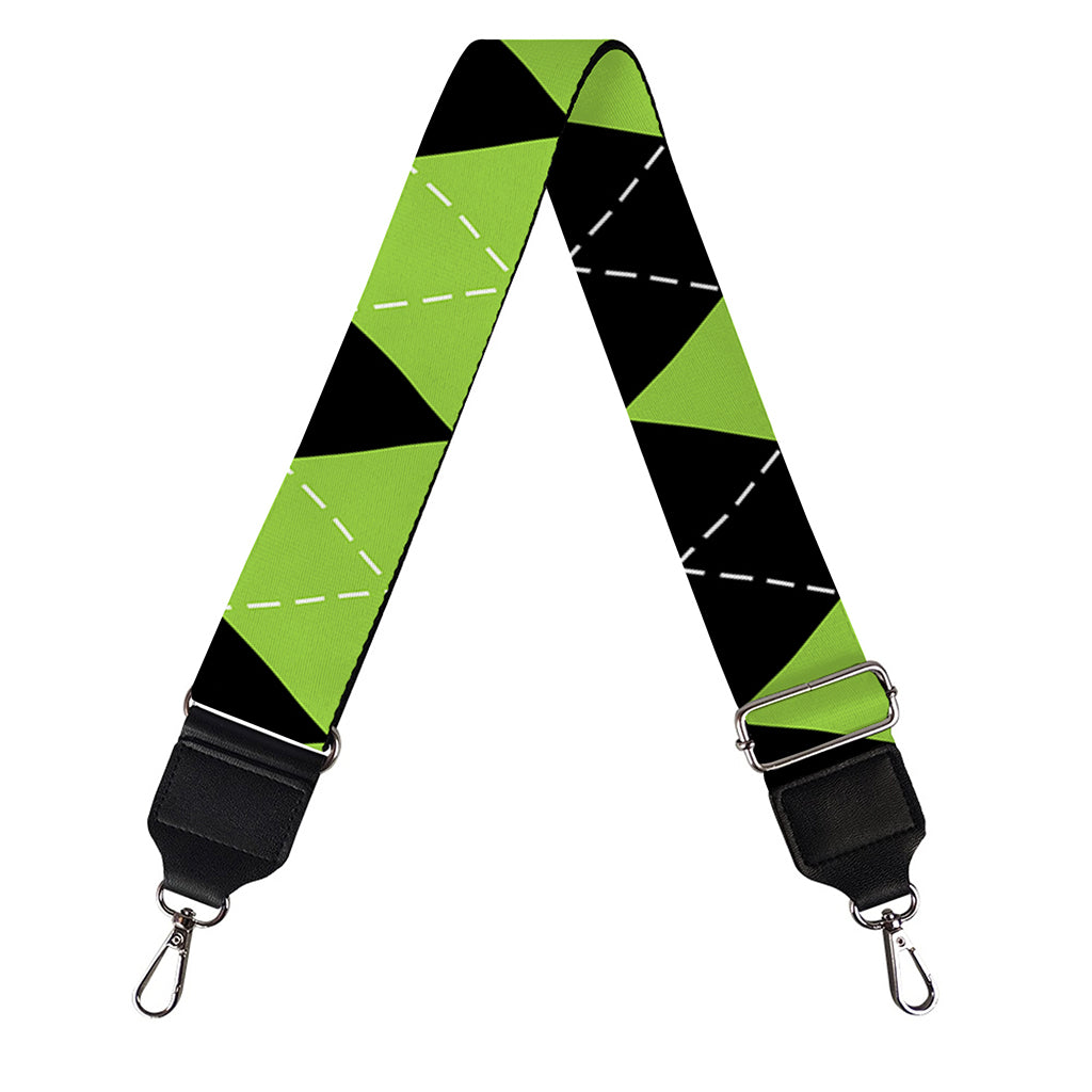 Black And Green Argyle Pattern Print Bag Strap