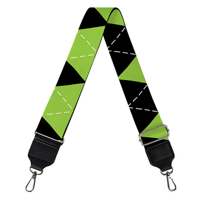 Black And Green Argyle Pattern Print Bag Strap