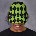 Black And Green Argyle Pattern Print Baseball Cap