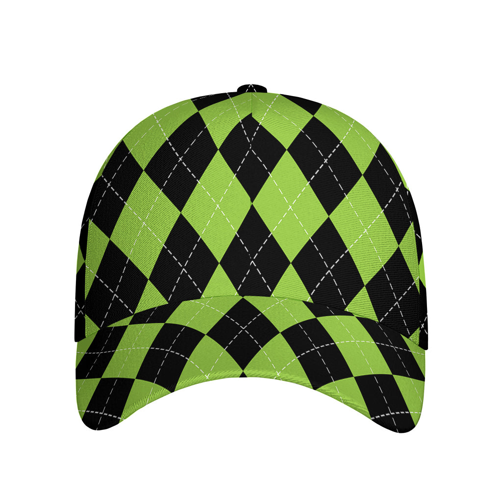 Black And Green Argyle Pattern Print Baseball Cap