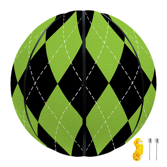 Black And Green Argyle Pattern Print Basketball